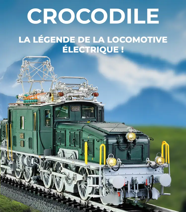 Crocodile - La légende de la locomotive électrique ! Revivez la légende ferroviaire suisse avec cette Crocodile à construire pièce par pièce. Je fonce, nouvel onglet